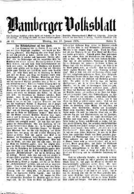 Bamberger Volksblatt Montag 17. Januar 1876