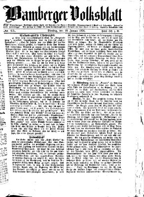 Bamberger Volksblatt Dienstag 18. Januar 1876