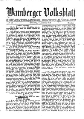 Bamberger Volksblatt Donnerstag 17. Februar 1876