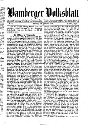 Bamberger Volksblatt Montag 28. Februar 1876