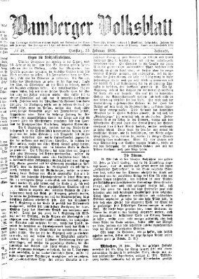 Bamberger Volksblatt Dienstag 29. Februar 1876