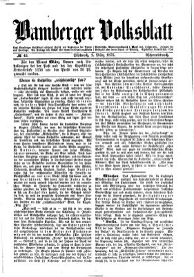 Bamberger Volksblatt Mittwoch 1. März 1876