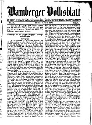 Bamberger Volksblatt Montag 3. April 1876