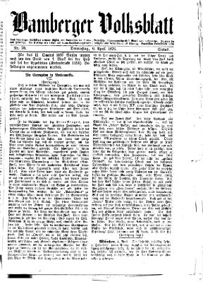 Bamberger Volksblatt Donnerstag 6. April 1876