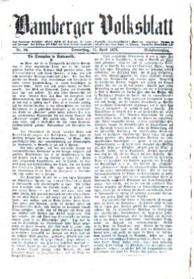 Bamberger Volksblatt Donnerstag 13. April 1876