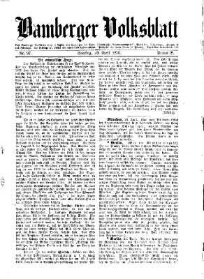 Bamberger Volksblatt Samstag 29. April 1876