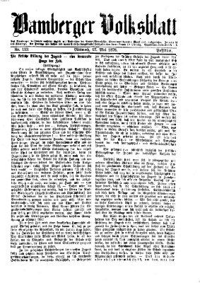 Bamberger Volksblatt Mittwoch 17. Mai 1876