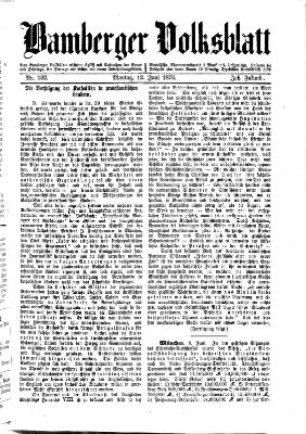 Bamberger Volksblatt Montag 12. Juni 1876