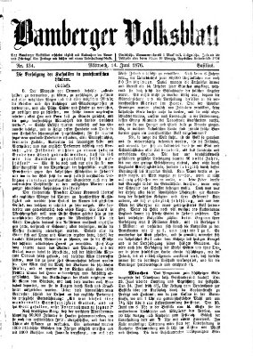 Bamberger Volksblatt Mittwoch 14. Juni 1876