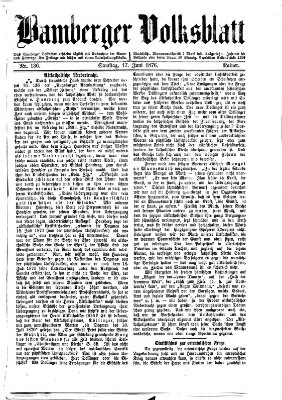 Bamberger Volksblatt Samstag 17. Juni 1876