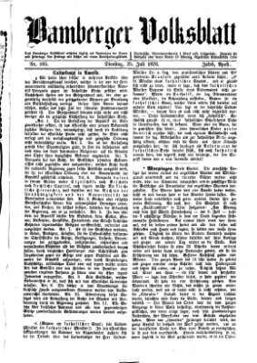 Bamberger Volksblatt Dienstag 25. Juli 1876