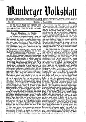 Bamberger Volksblatt Montag 7. August 1876