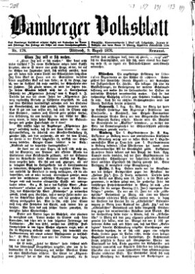 Bamberger Volksblatt Mittwoch 9. August 1876