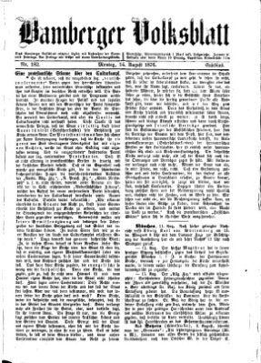 Bamberger Volksblatt Montag 14. August 1876