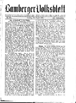 Bamberger Volksblatt Dienstag 29. August 1876