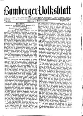 Bamberger Volksblatt Mittwoch 6. September 1876