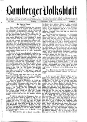 Bamberger Volksblatt Montag 11. September 1876