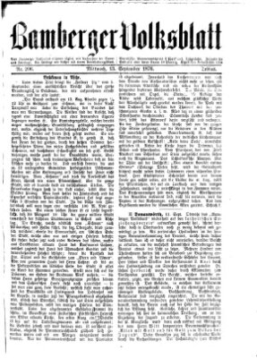 Bamberger Volksblatt Mittwoch 13. September 1876