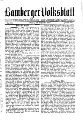 Bamberger Volksblatt Montag 18. September 1876