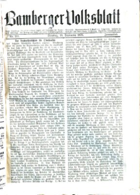 Bamberger Volksblatt Dienstag 19. September 1876