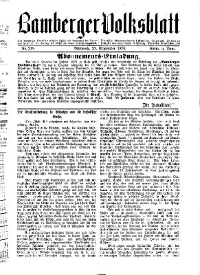 Bamberger Volksblatt Mittwoch 27. September 1876