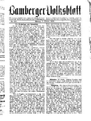 Bamberger Volksblatt Montag 2. Oktober 1876