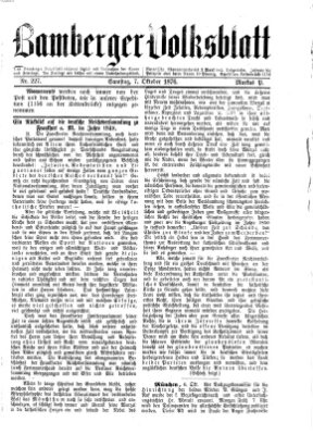 Bamberger Volksblatt Samstag 7. Oktober 1876