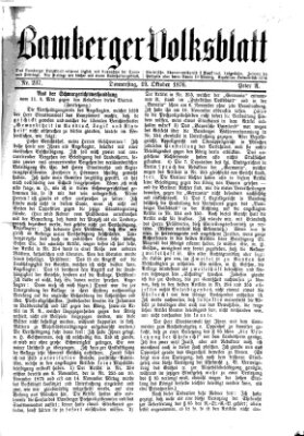 Bamberger Volksblatt Donnerstag 19. Oktober 1876