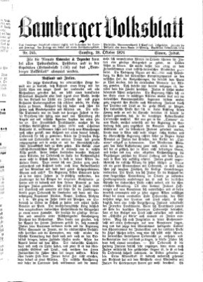 Bamberger Volksblatt Samstag 28. Oktober 1876