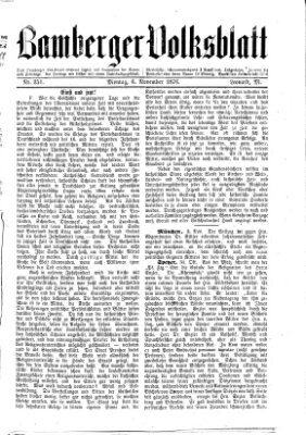 Bamberger Volksblatt Montag 6. November 1876