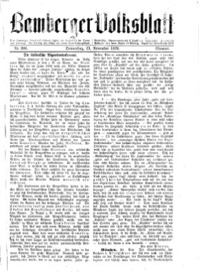 Bamberger Volksblatt Donnerstag 23. November 1876