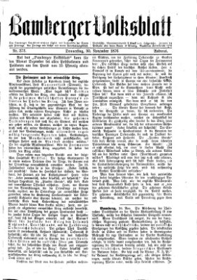 Bamberger Volksblatt Donnerstag 30. November 1876