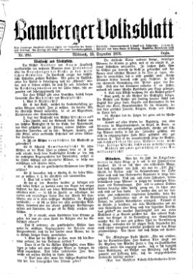 Bamberger Volksblatt Mittwoch 13. Dezember 1876