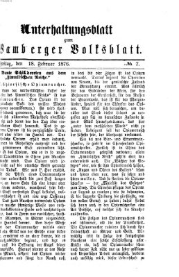 Bamberger Volksblatt. Unterhaltungsblatt zum Bamberger Volksblatt (Bamberger Volksblatt) Freitag 18. Februar 1876