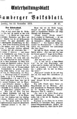 Bamberger Volksblatt. Unterhaltungsblatt zum Bamberger Volksblatt (Bamberger Volksblatt) Freitag 10. November 1876