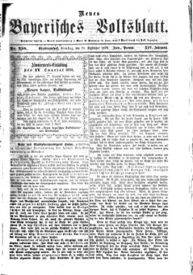 Neues bayerisches Volksblatt Dienstag 19. September 1876