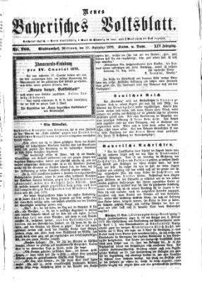 Neues bayerisches Volksblatt Mittwoch 27. September 1876