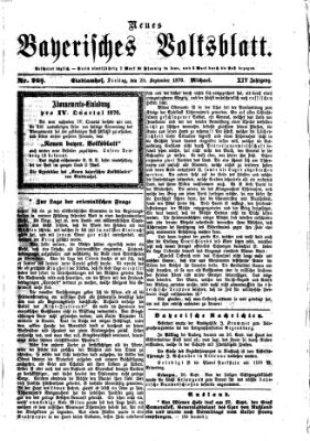 Neues bayerisches Volksblatt Freitag 29. September 1876