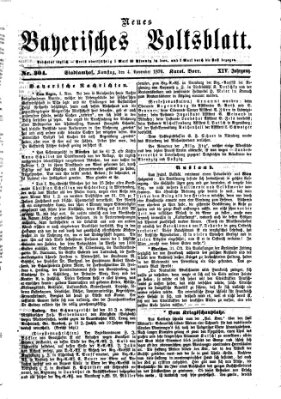 Neues bayerisches Volksblatt Samstag 4. November 1876