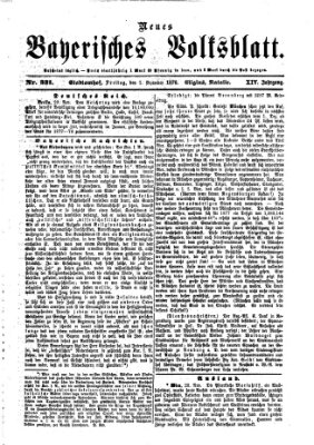 Neues bayerisches Volksblatt Freitag 1. Dezember 1876