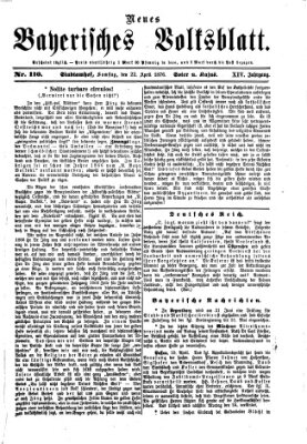 Neues bayerisches Volksblatt Samstag 22. April 1876