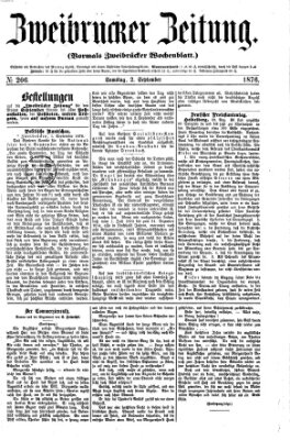 Zweibrücker Zeitung (Zweibrücker Wochenblatt) Samstag 2. September 1876