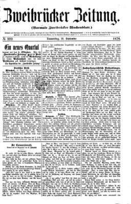 Zweibrücker Zeitung (Zweibrücker Wochenblatt) Donnerstag 21. September 1876