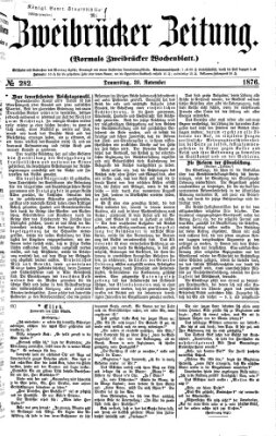 Zweibrücker Zeitung (Zweibrücker Wochenblatt) Donnerstag 30. November 1876