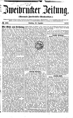 Zweibrücker Zeitung (Zweibrücker Wochenblatt) Samstag 23. Dezember 1876