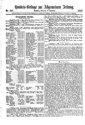 Allgemeine Zeitung. Handelsbeilage (Allgemeine Zeitung) Mittwoch 27. September 1876