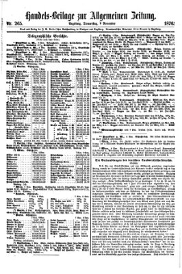 Allgemeine Zeitung. Handelsbeilage (Allgemeine Zeitung) Donnerstag 9. November 1876