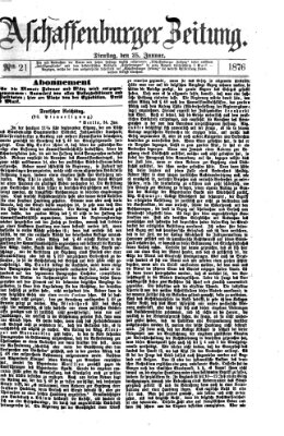 Aschaffenburger Zeitung Dienstag 25. Januar 1876