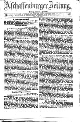 Aschaffenburger Zeitung Freitag 25. Februar 1876