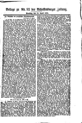 Aschaffenburger Zeitung Samstag 15. April 1876